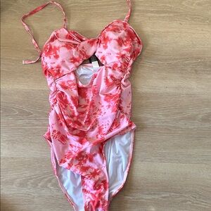 Tempt me size large pink tie-dye bathing suit new with tag